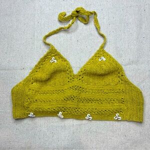Vintage Crochet Shell Detail Halter Top